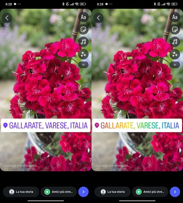 Cambiare font luogo Instagram