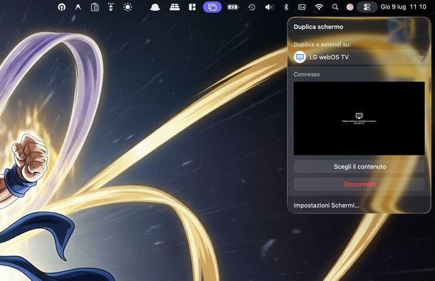 Attivare AirPlay su Mac