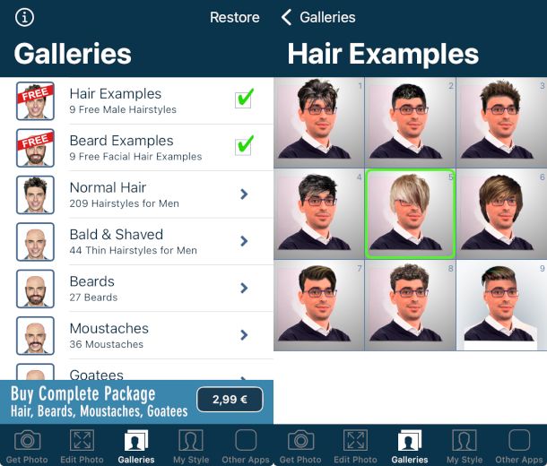 schermate app Hair and Beard Styles