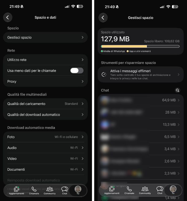 Come liberare spazio su iPhone WhatsApp