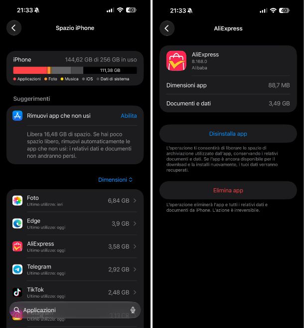 Gestire le app installate