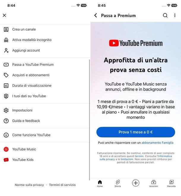 YouTube Premium eliminare pubblicità