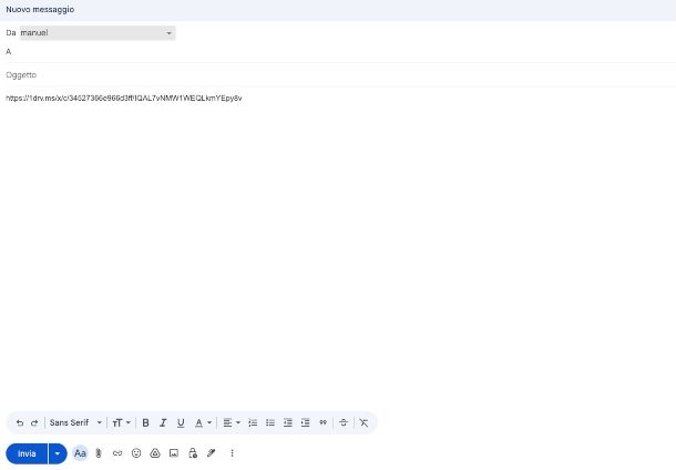 schermata invio link con Gmail