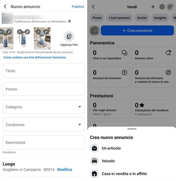 Vendere su Marketplace FB