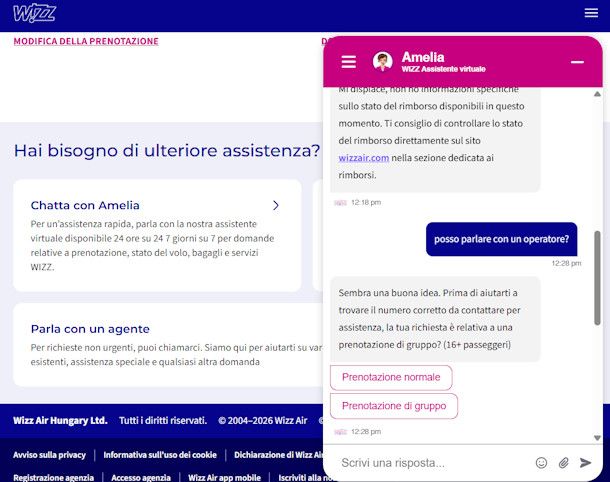Chat su WizzAir
