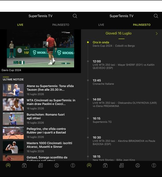 Vedere SuperTennis su iPhone