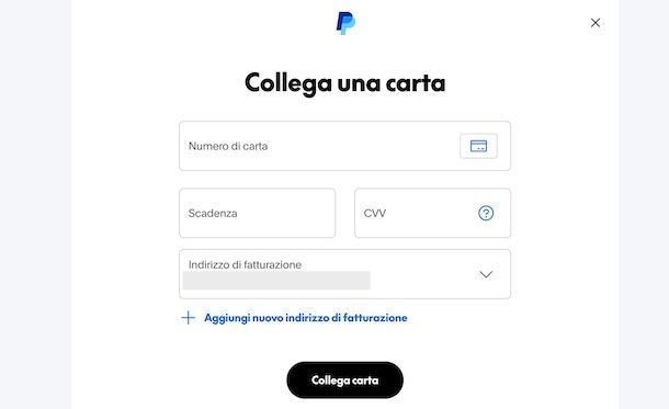 Collegare carta a PayPal