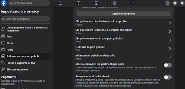 Disattivare commenti pertinenti