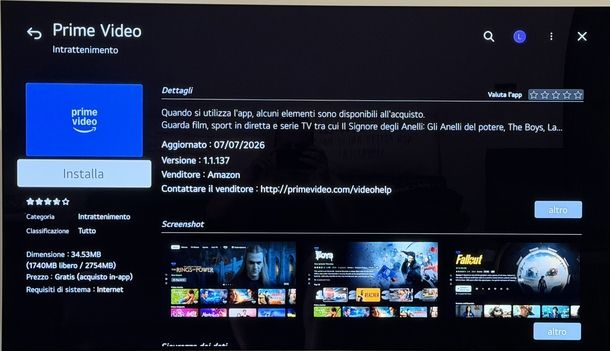 Vedere Prime Video su Smart TV LG