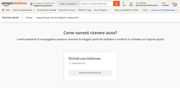 Farsi chiamare da Amazon Business