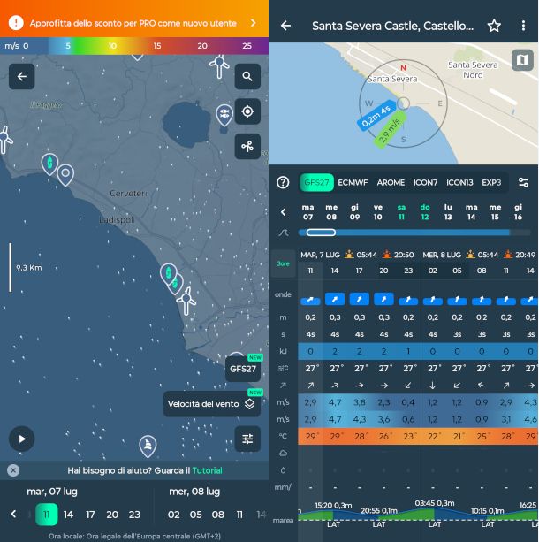 schermate app Windyapp