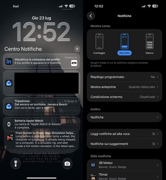 Vedere cronologia notifiche su iPhone