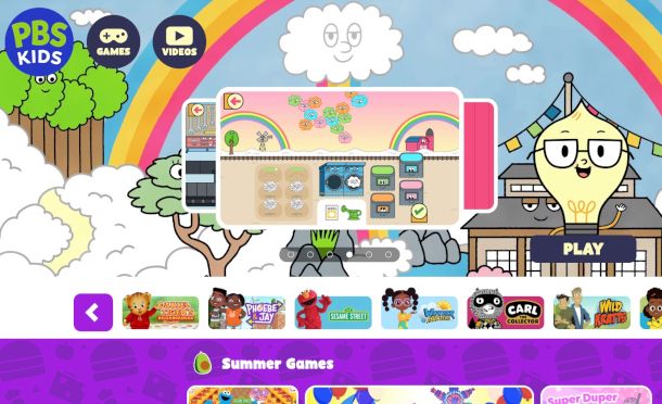 schermata sito PBS Kids Games