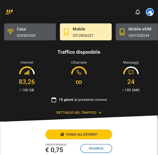 Vedere credito su telefono app Fastweb