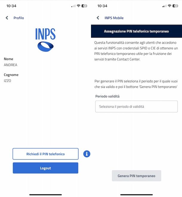 Generare PIN telefonico INPS