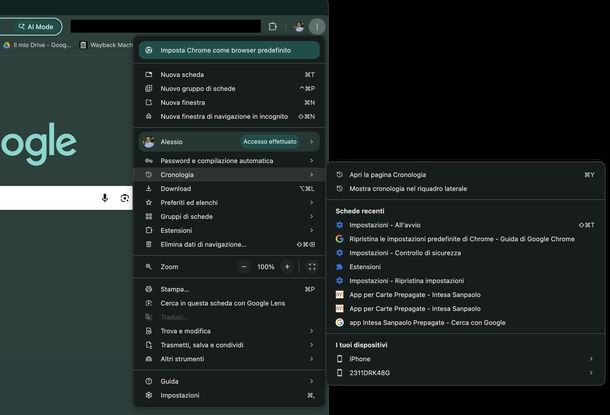 Ripristinare schede Chrome PC
