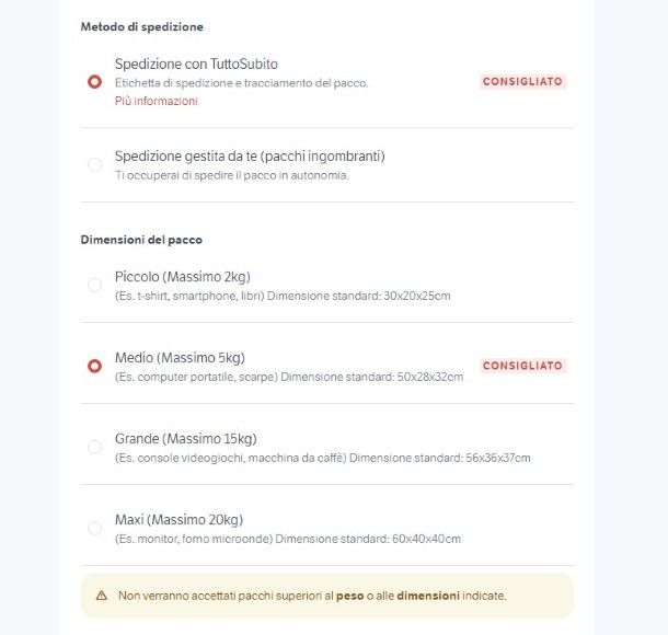 Spedizione TuttoSubito