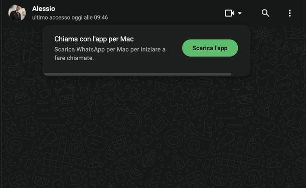Videochiamate su WhatsApp Web non disponibili