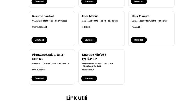 Scaricare firmware da sito supporto Samsung