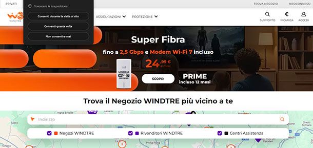 Cerca negozi WINDTRE