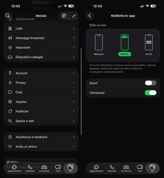 Disattivare suoni conversazione WhatsApp iOS