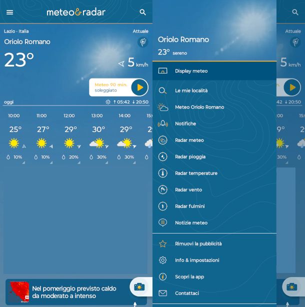 schermata app meteo & radar