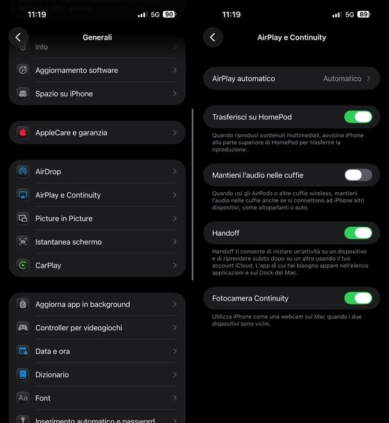 Attivare AirPlay su iPhone