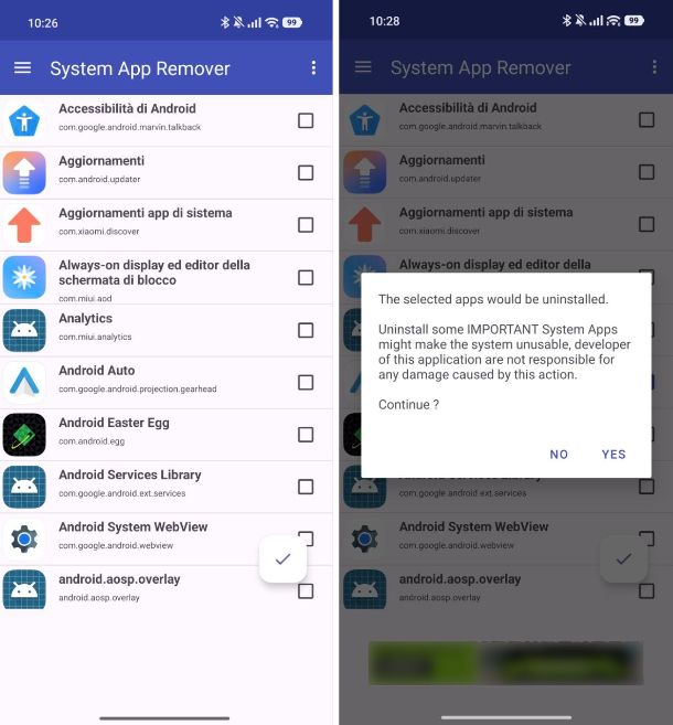Come disinstallare app di sistema Android con root