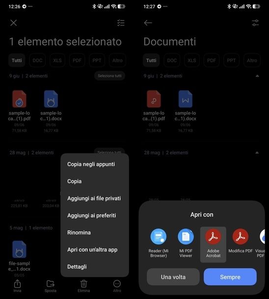 Aprire file con altra app da file manager Android