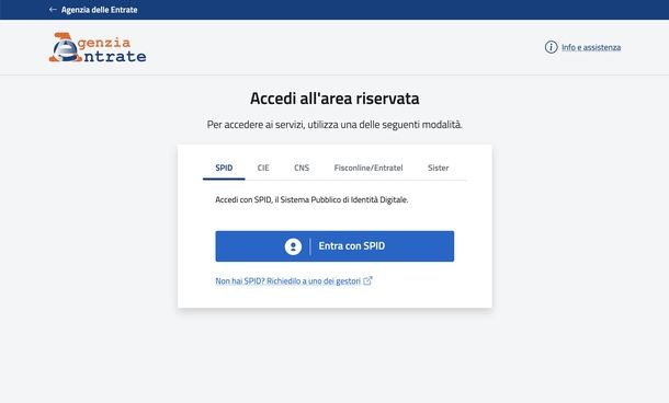 Vedere cassetto fiscale personale