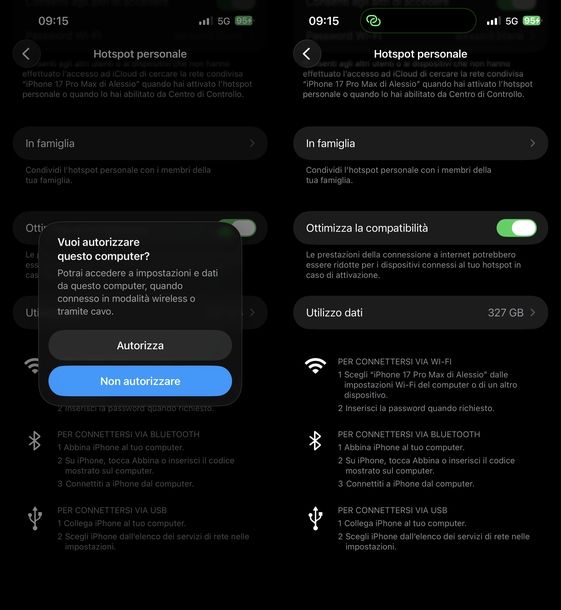 Usare iPhone come modem via cavo