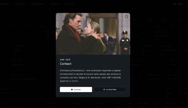 seleziona programma TV da griglia Guida TV di Mediaset Infinity