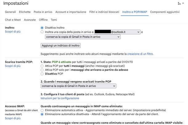 Gestire IMAP Gmail