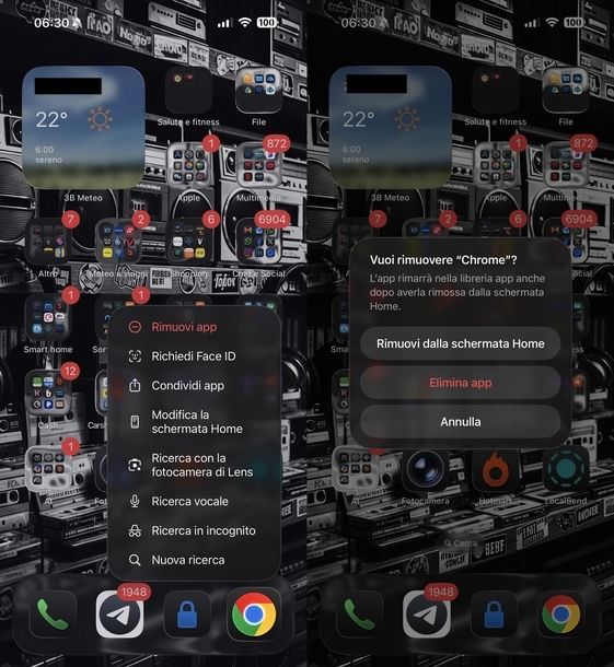 Disinstallare Google Chrome iOS