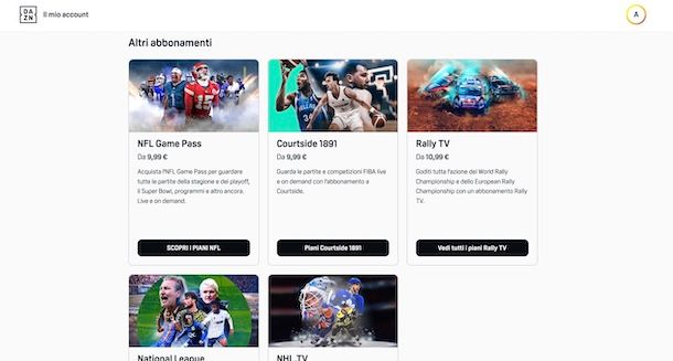 Servizi aggiuntivi su DAZN