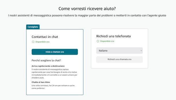 Farsi chiamare da Amazon