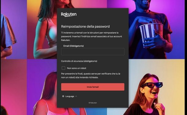 Recuperare password account Rakuten TV