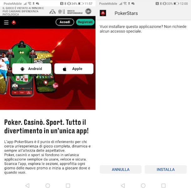 Scaricare PokerStars su Android