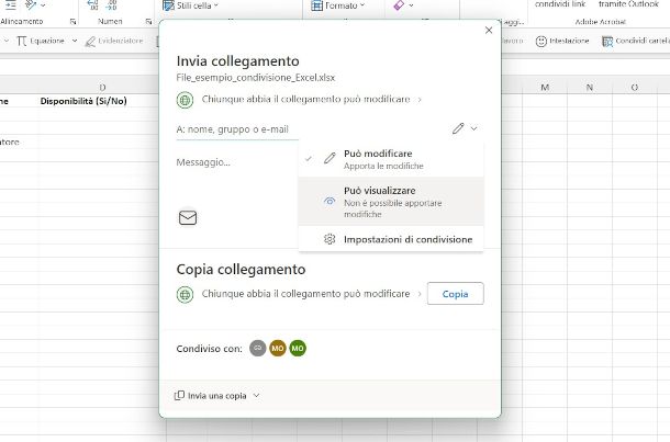 invio file Excel in modalità visualizzazione su Windows