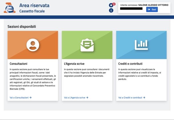 Vedere cassetto fiscale personale