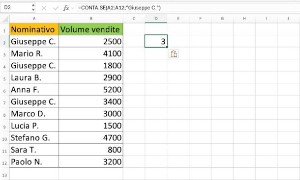 esempio formula CONTA.SE