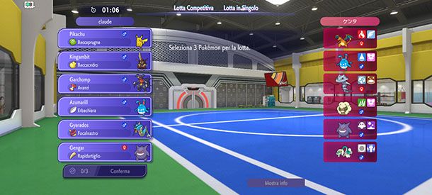 Selezione team lotta singola Pokémon Champions