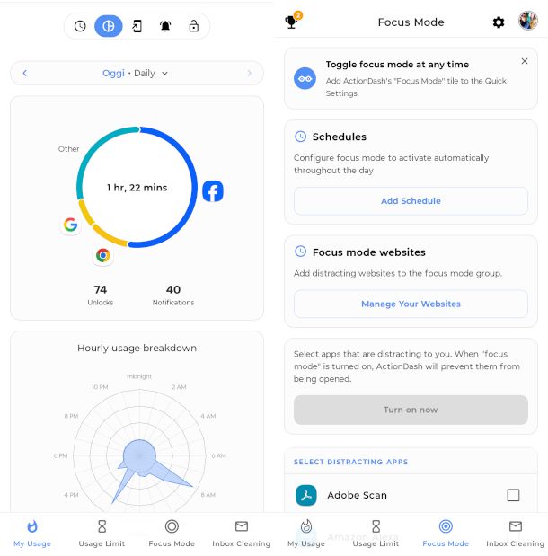 schermate app Action Dash