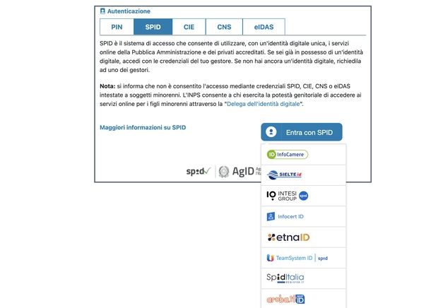 Accedere con SPID al sito INPS PC