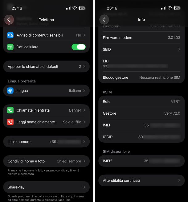 Come sapere il numero di telefono di una SIM iPhone