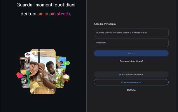 Accedere a Instagram con Facebook PC