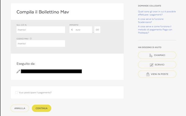 Compilare il Bollettino MAV Poste PC