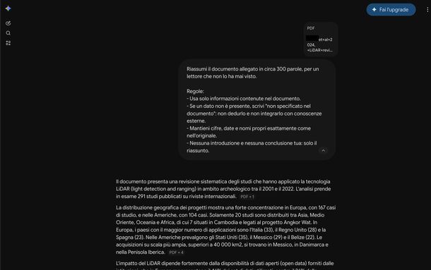 Riassumere un documento con Google Gemini
