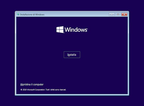 installazione windows 10