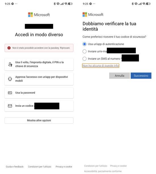 Verificare identità Outlook Android